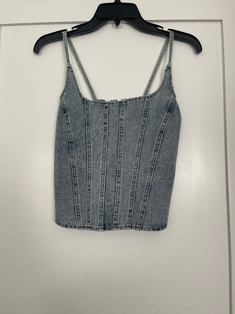 Denim corset top